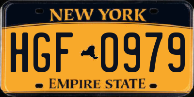 NY license plate HGF0979