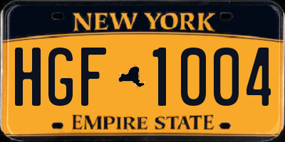 NY license plate HGF1004