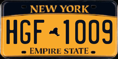 NY license plate HGF1009
