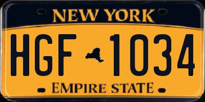 NY license plate HGF1034