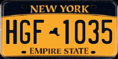 NY license plate HGF1035