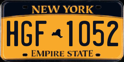 NY license plate HGF1052