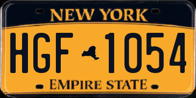 NY license plate HGF1054