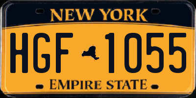 NY license plate HGF1055