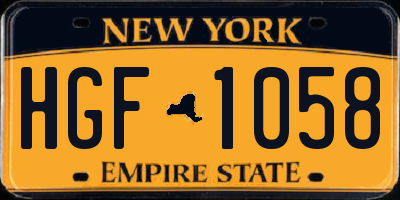 NY license plate HGF1058