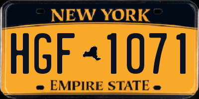 NY license plate HGF1071