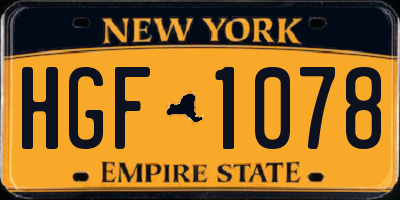 NY license plate HGF1078