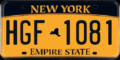 NY license plate HGF1081