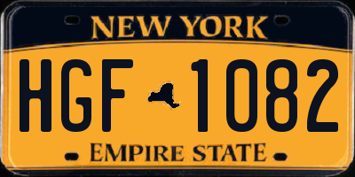 NY license plate HGF1082