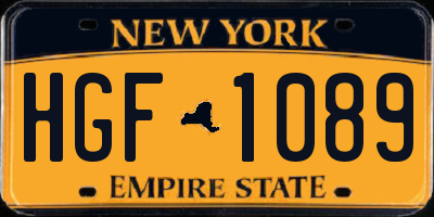 NY license plate HGF1089