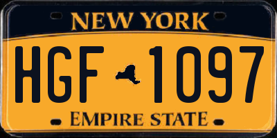 NY license plate HGF1097