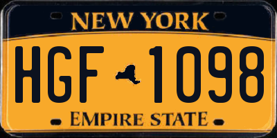 NY license plate HGF1098