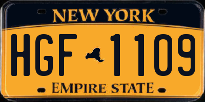 NY license plate HGF1109