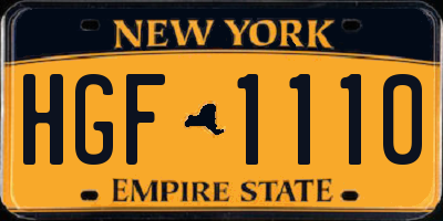 NY license plate HGF1110