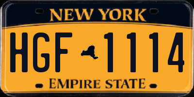 NY license plate HGF1114