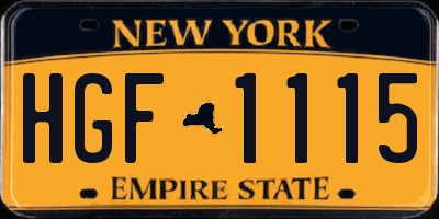 NY license plate HGF1115
