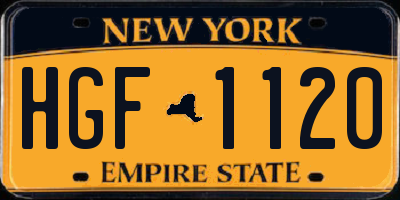 NY license plate HGF1120