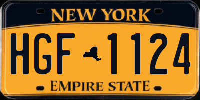 NY license plate HGF1124