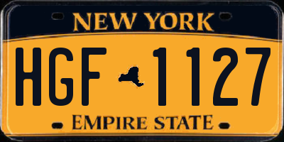 NY license plate HGF1127