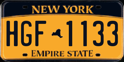 NY license plate HGF1133
