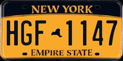 NY license plate HGF1147