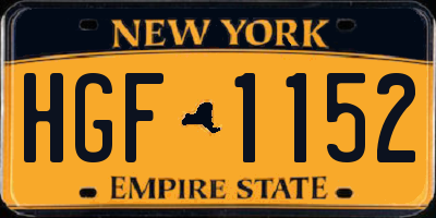 NY license plate HGF1152
