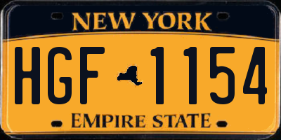 NY license plate HGF1154