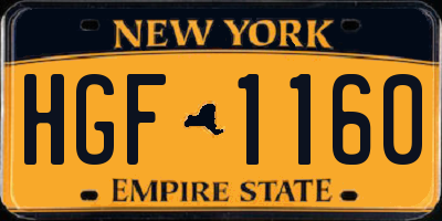 NY license plate HGF1160