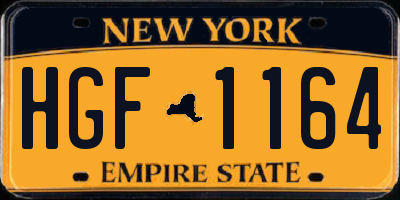 NY license plate HGF1164