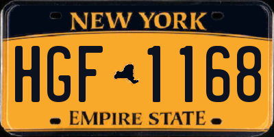 NY license plate HGF1168