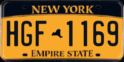 NY license plate HGF1169