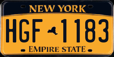 NY license plate HGF1183