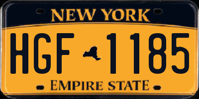 NY license plate HGF1185