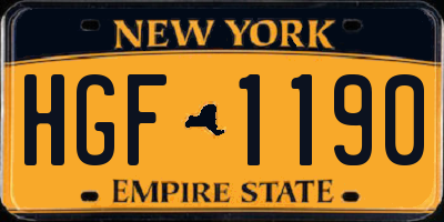 NY license plate HGF1190