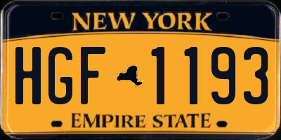 NY license plate HGF1193