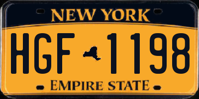NY license plate HGF1198