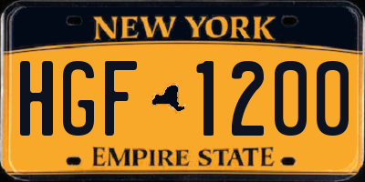 NY license plate HGF1200