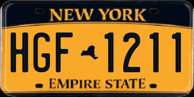 NY license plate HGF1211