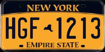 NY license plate HGF1213