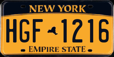 NY license plate HGF1216
