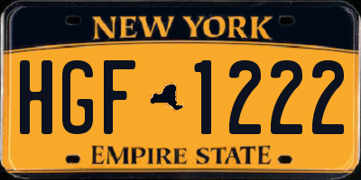 NY license plate HGF1222