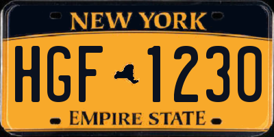 NY license plate HGF1230