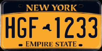 NY license plate HGF1233