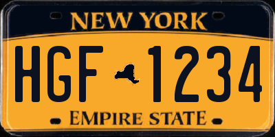 NY license plate HGF1234