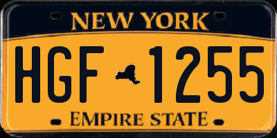 NY license plate HGF1255