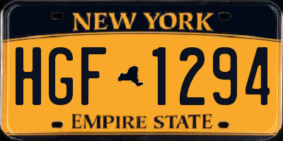 NY license plate HGF1294