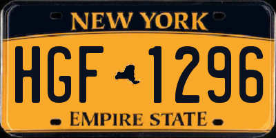 NY license plate HGF1296