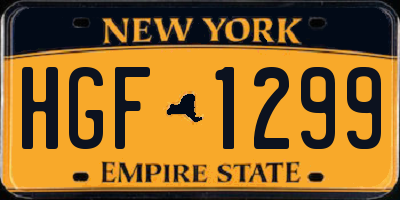 NY license plate HGF1299