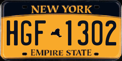NY license plate HGF1302