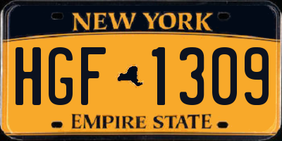 NY license plate HGF1309